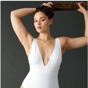 Andie Mykonos One Piece LT long torso, ST small, white, ribbed